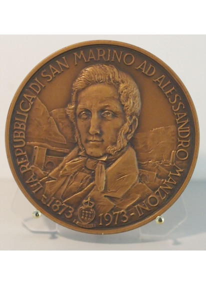 Medaglia emessa da San Marino in bronzo I° Centenario morte Alessandro Manzoni 1973
